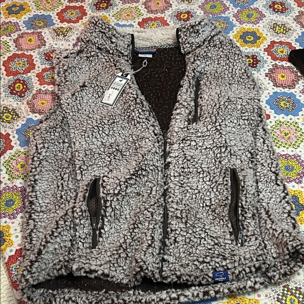 Gray Sherpa Fleece Vest